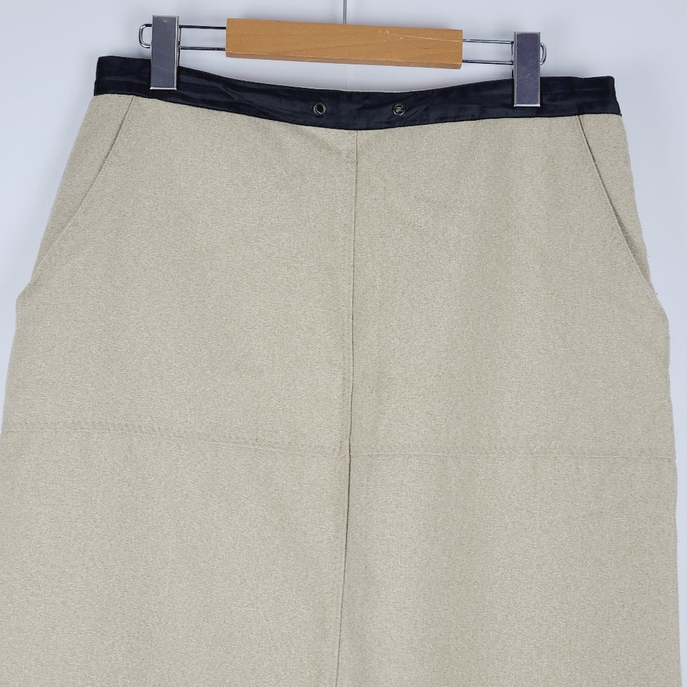 Vintage De Ville Cream Large Maxi A-line Skirt Back Slit Minimalist Cottagecore - Picture 3 of 8